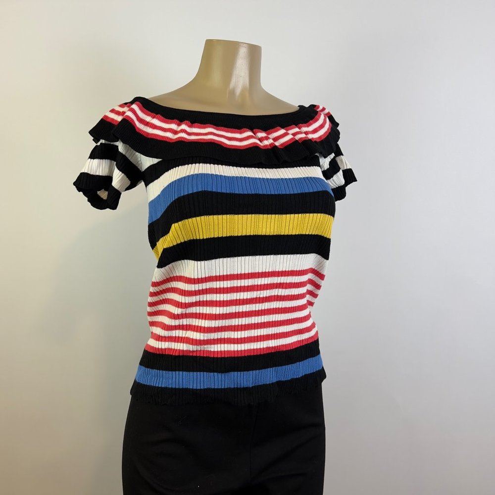 Marina V Striped Off the Shoulder Top